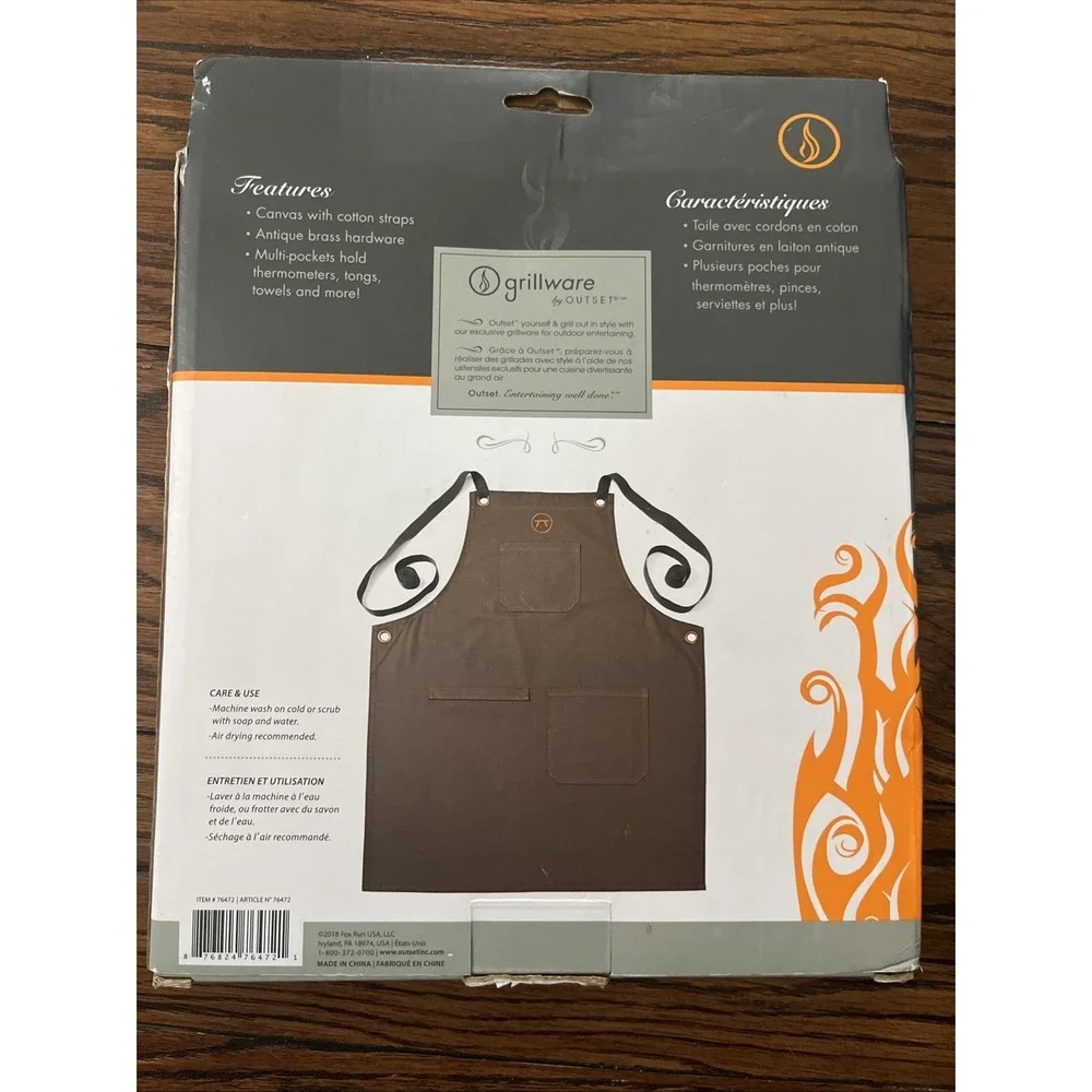 OutSet Griller's Choice Canvas Grill Apron Brown Orange Stitching